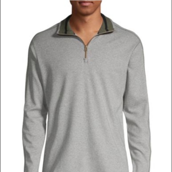 Robert Graham Elliot Cotton Grey Quarter Zip Mock Neck Pullover Size 2XL - Picture 2 of 9